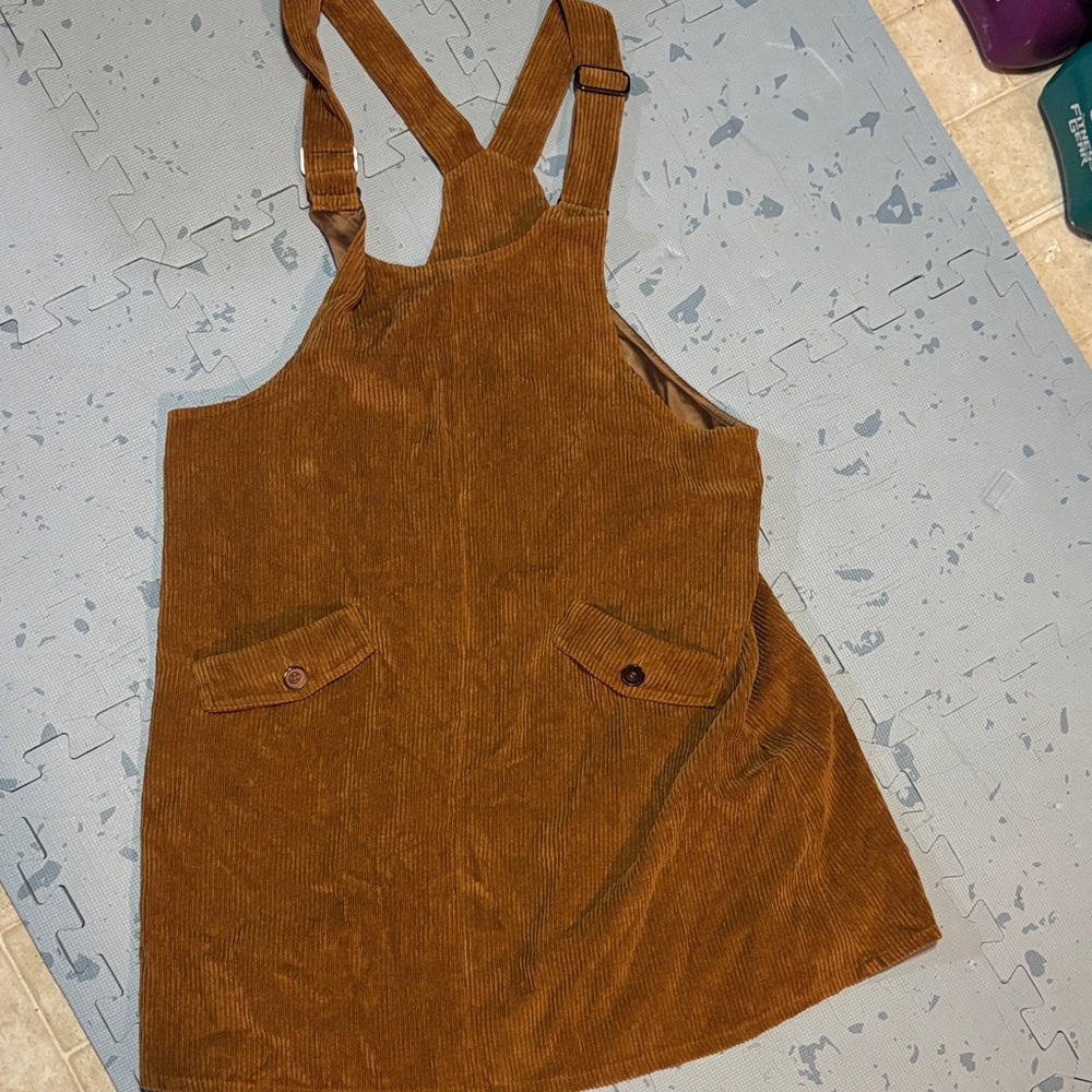 Modcloth Brown Corduroy Overall Dress